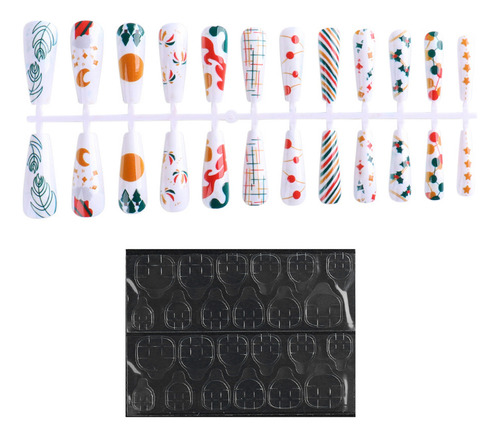 24 Pcs Uñas Falsas De Navidad Consejos De Uñas De Cubierta C