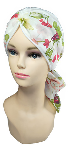 Turbante Gorro Para Mujer C/banda Oncológico Algodón. Tyamia Color Hueso Estampado