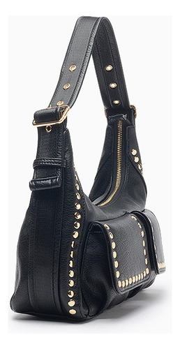 Cartera Cartera Gala Hush Puppies De Mujer Acabado De Los Herrajes Metálico Color Negro Correa De Hombro Negro Diseño De La Tela Lisa