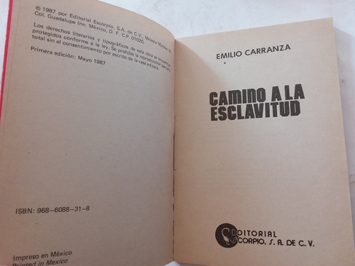 Camino A La Esclavitud- Emilio Carranza- 1987 (Usado)