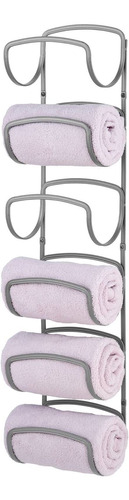 Mdesign Steel Wall Mount Towel Storage Rack Para Baño, Coci