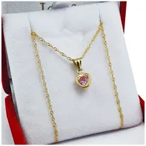 Comprar Conjunto Oro 18k Cadena Singapur Corazón Joyas Colores