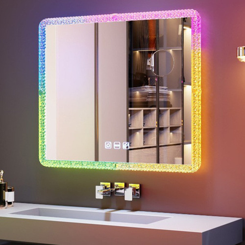 Espejo De Pie Rectangular Pared Luz Led Touch Rgb 14 Modos