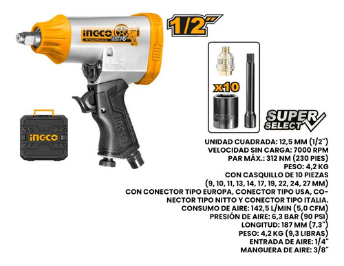 Pistola De Impácto Neumatica 1/2