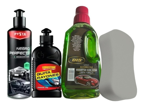 Shampoo Con Cera + Renovador Negro + Quitarayones + Esponja