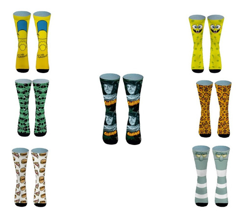 Imagem 3 de 10 de Meias Personalizadas Sublimadas Coloridas Swag Crossfit Geek Swag Estampas Sortidas 48 Pares