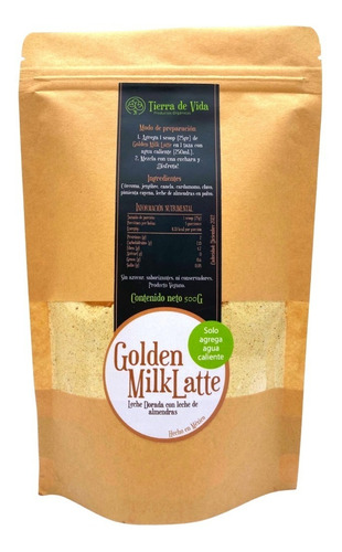 Golden Milk Latte 500 G Con Leche De Almendras Vegana    