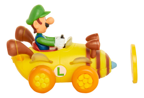 Luigi Kart Bros Vehiculo Pull Back Moneda Original 5cm 40462