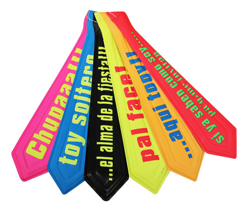 36 Corbatas Para Fiestas Con Frases Colores Neon 