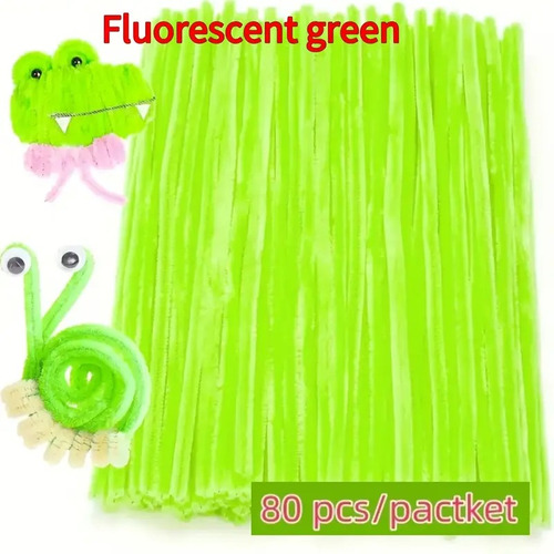 100pz De Limpiapipas Para Manualidades, Decoraciones, Flores Verde Neón