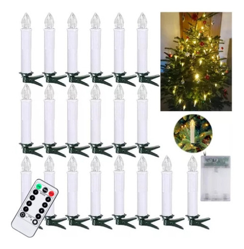 20 Luces Led Con Forma De Vela Para Árbol De Navidad Con Cli