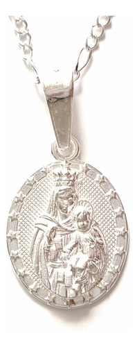 Medalla Virgen Del Carmen Con Cadena De Plata Ley 925 3d