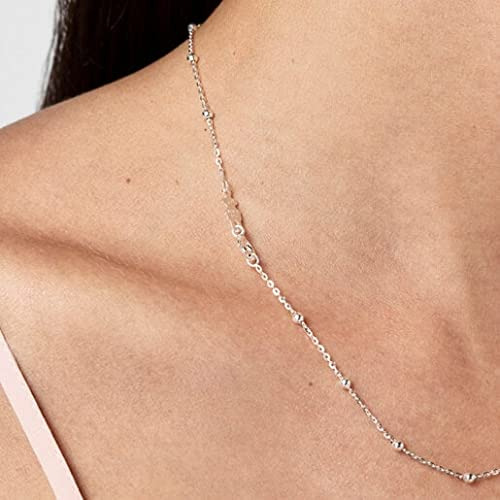 Gargantilla Plata Ley 925 Mujer Intercaladas 44 Cm Versátil Color Plateado