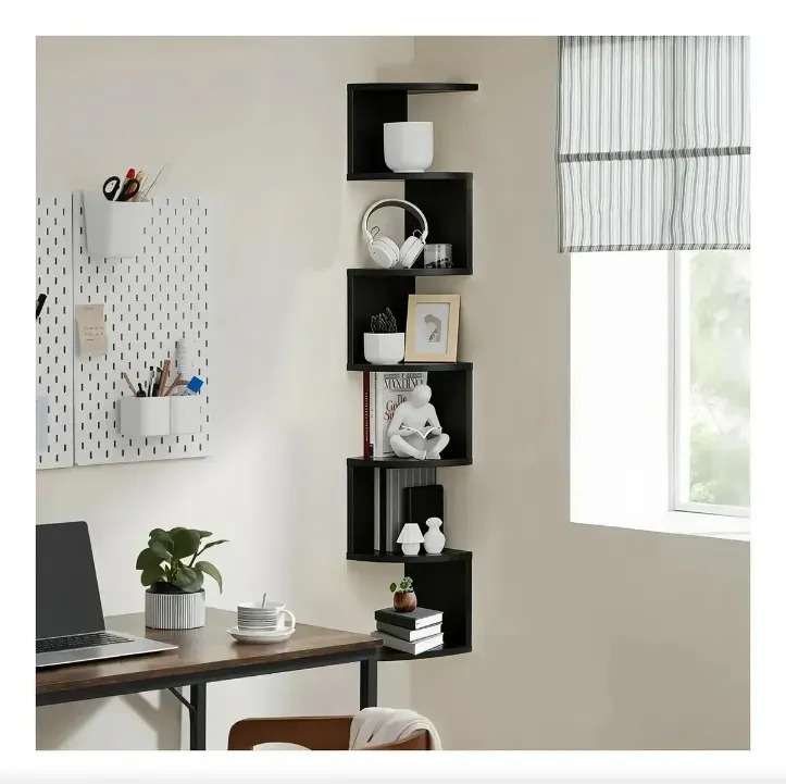 7 Repisas Esquinera Flotantes Moderna Minimalista Negro