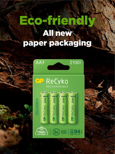 Imagen 4 de 7 de Set 12pilas Recargables 2100 Aa Gp Recyko 3 Blister X4