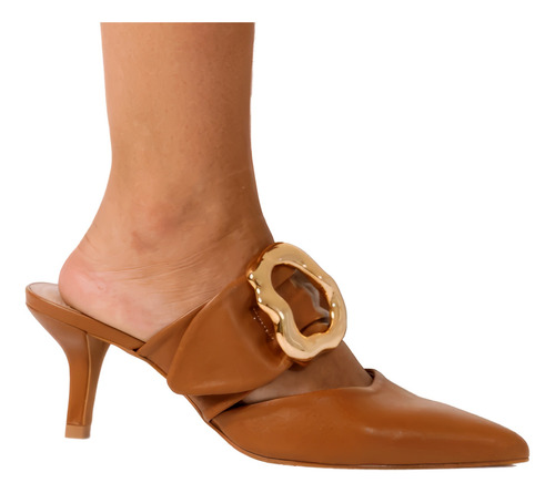 Zuecos Mujer Cuero 100% Taco Medio Suecos Hebilla Moda Evora