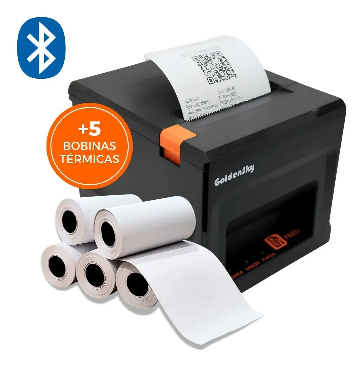 Impressora Térmica 80mm Usb Bluetooth Guilhotina Delivery Ifood + 5 Bobinas Cupom Recibo