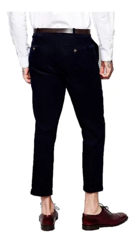 Pantal n En Pana Corte Azul Oscuro Slim Fit Marca Asos Uk Cuotas