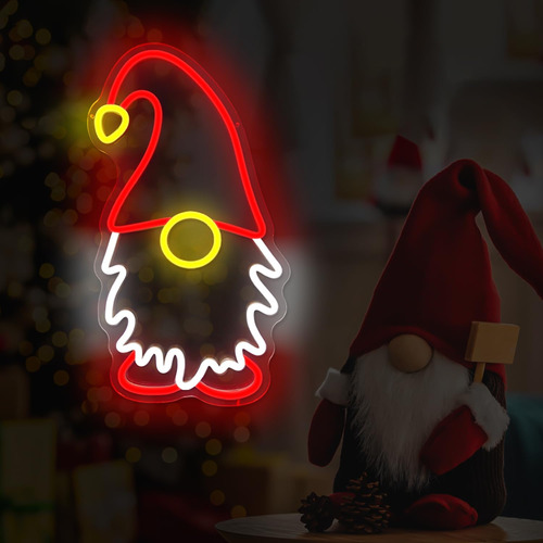 Letrero De Neón De Gnomo De Navidad Para Pared, Letreros Led