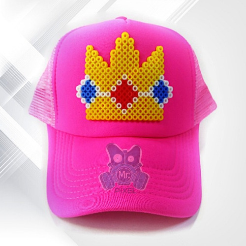 Gorra Corona Peach Pixel Art 3d Retro Mario Bros Hama Beads