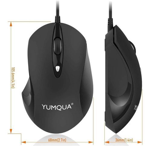Imagen 3 de 6 de Yumqua G189 Mouse Usb Con Cable, Paquete 2, 4 Dpi Ajustables