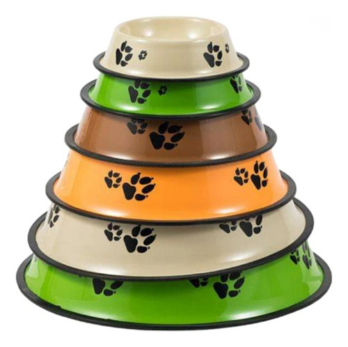 Plato De Mascota Con Huellitas Color Naranja