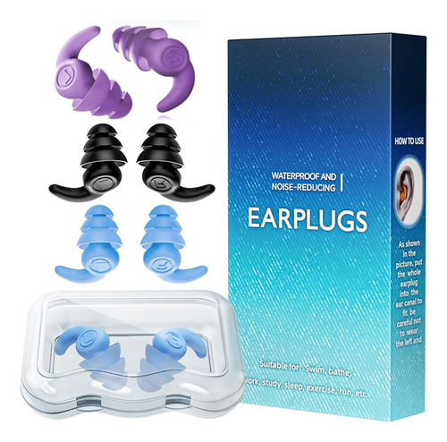 Q 3 Pares De Reutilizables Tapones Impermeables Para Los