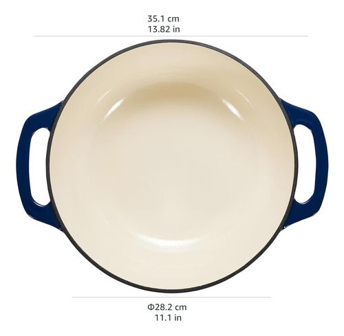 Horno Holandés Amazon Basics, Hierro, Tapa 5.6 L, Azul Marin