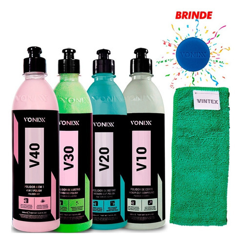 Kit Polimento V10 Corte V20 Refino V30 Lustro V40 4 Em 1 Cor All Colors