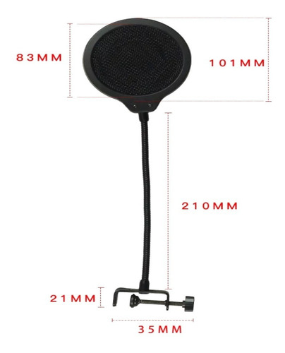 Imagen 5 de 9 de Filtro Antipop Metalico P/ Microfono Condenser Estudio Vivo