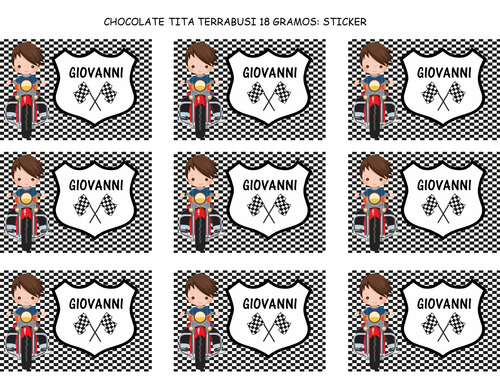 Kit Imprimible Candybar Motito Amarilla Moto Personalizado