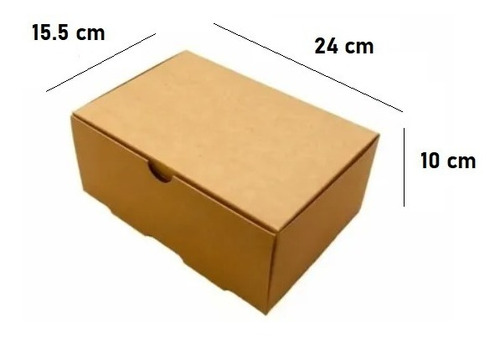 Imagen 2 de 4 de Pack 20u Caja Kraft Auto-armable Rectangular 24x15.5x10cm