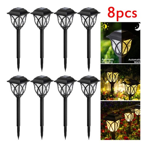 8pcs Luces De Paisaje Solares Impermeables Para Patio De Cés