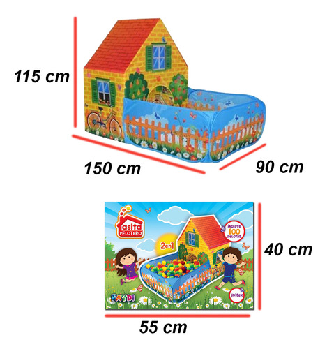 Imagen 3 de 7 de Pelotero Casa Jardin Corral Incluye 100 Pelotas Y La Casita