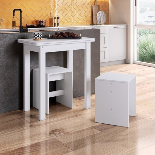 Conjunto Mesa Para Sala De Jantar Com 2 Banquetas Ab