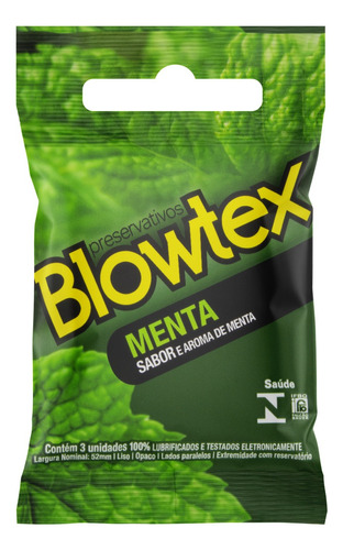 Preservativo Lubrificado Menta Blowtex Pacote 3 Unidades