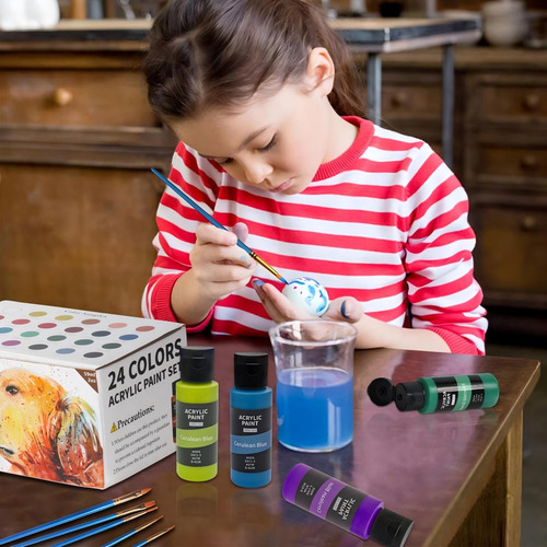 24 Colores Kit De Pinturas Acrilicas Con 10 Óleo Pincel Y Paleta De Mezcla,lienzo Y Exquisita Caja,pinturas No Tóxicas Para Artistas Y Pintores De Pasatiempos,juego De Pintura Artistica De Alta Calida