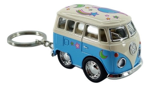 Llavero Little Van Combi Set 4 Pzs Estampado Colores Pastel Rosa-amarillo-verde-azul
