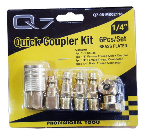 Q7 Kit Acoples Manguera Compresor De Aire 1/4 5 Piezas Npt