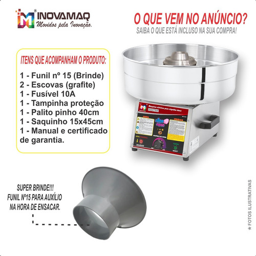 Imagem 7 de 8 de Máquina P/ Algodão Doce Industrial 12x S/juros + Nf + Kit