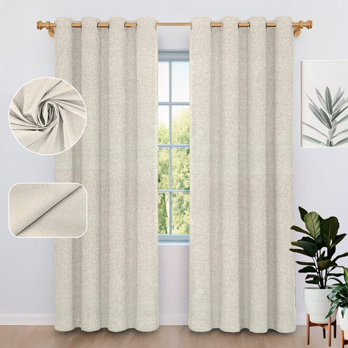 Cortina Blackout 1 Pieza Textura Visual Caída Elegante Beige