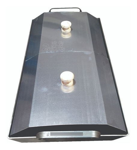 Imagen 4 de 10 de Plancha Chivitera Alta 60x30cm 2 Hornallas 2 Tapas Aluminio