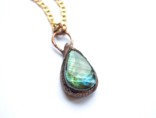 Imagen 4 de 4 de Collar Piedra Labradorita, Cadena Bronce, Joyeria, Cod1