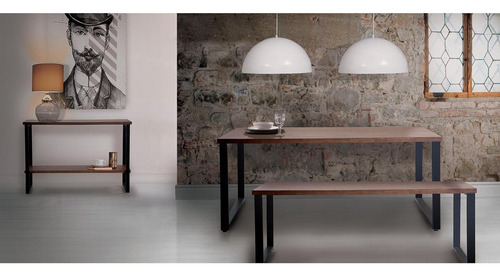 Mesa Jantar Cozinha I07 Madeira Taeda 180x77 cm Mel Aço Preto Dmobiliario