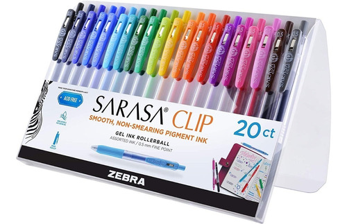 20 Marcadores Zebra Sarasa Clip Gel Ink Rollerball 0.5mm