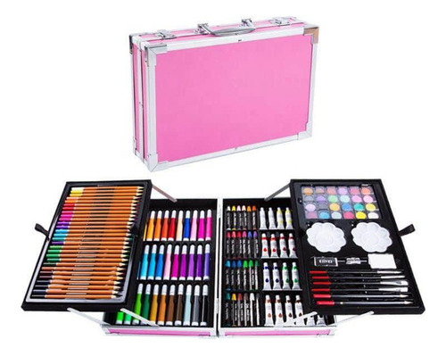 Set Arte Maletin Aluminio Color Celeste Y Poni 130 Piezas Rosa Princesa