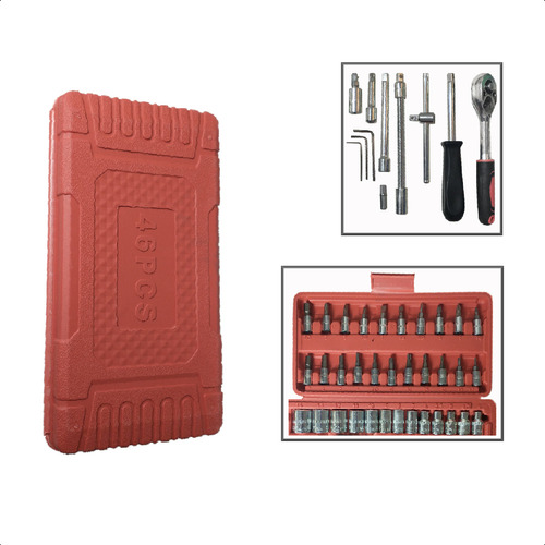 Jogo De Soquete Catraca E Chave Philips Fenda Enc 1/4 46pç