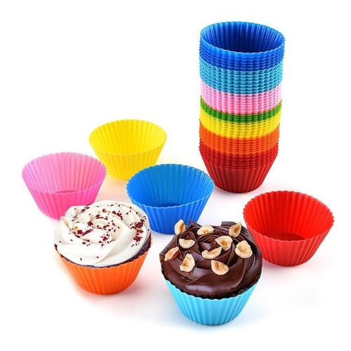 Imagen 1 de 7 de Moldes Para Cupcakes O Muffins Reutilizable Silicon 12 Pack