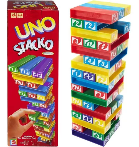 Kit Jogo Uno Stacko Torre De Empilhar + Uno Cartas Baralho em