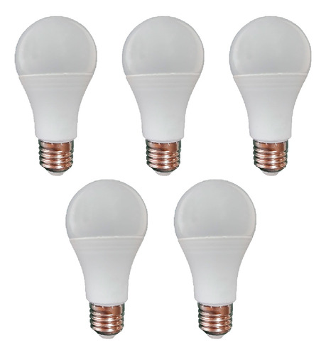 Kit 5 Lampadas Led Bulbo 9w 12v E27 6500k Branco Frio